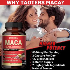 Maca Root Capsules 8050mg |60/120 Pills | Red, Yellow,Black Maca Supplements USA