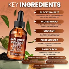 Wormwood Black Walnut Clove Liquid Drops Herbal Tincture 2 fl oz