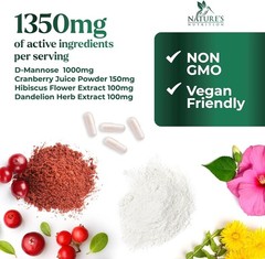 D-Mannose 1350mg with Cranberry Extra Strength Natural Urinary Health Support