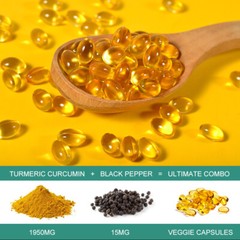 Turmeric Curcumin Highest Potency 95% 1950mg with BioPerine Black Pepper Extract