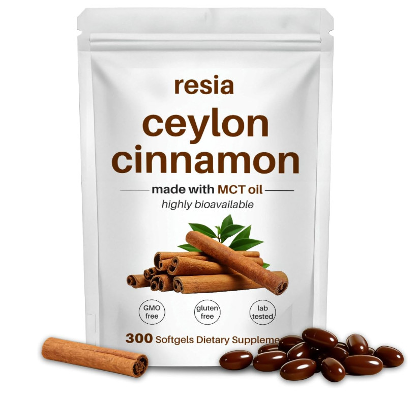RESIA Ceylon Cinnamon Softgels with MCT Oil Herbal Cinnamon Extract for Dail…