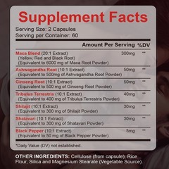 Maca Root 8050mg w/ Ashwagandha, Ginseng, Shilajit, Enhance Sex Drive, Passion