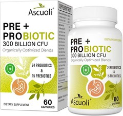 Ascuoli Probiotics for Women & Men – 300 Billion CFU, 24 60 Count (Pack of 1)