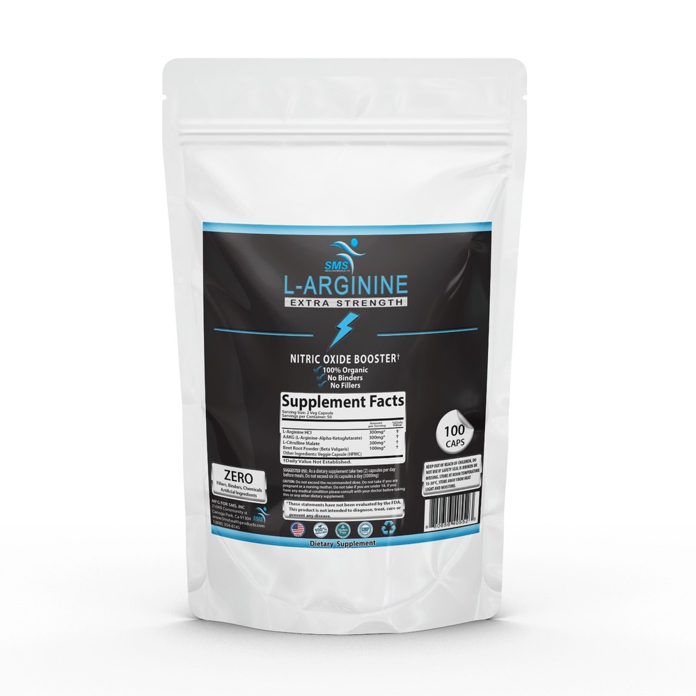 Extra Strength Nitric Oxide Supplement L Arginine 3X Strength High Potency 100
