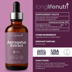 Astragalus Extract Liquid Drops Organic Supplement for Energy & Vitality – 4oz.