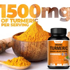 Turmeric Ginger Black Pepper Capsules 1500 mg Joint Heart Health Immune 120 CT