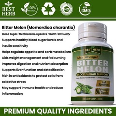 60 BITTER MELON PILLS CHOLESTEROL REDUCTION BLOOD SUGAR SUPPORT GLUCOSE PILLS