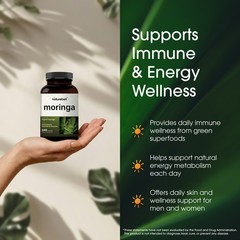 NatureBell Moringa 240 Capsules Organic Superfood Support – 120 Servings