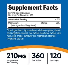 Nutricost Magnesium Glycinate Caps 210mg per serving 360caps 120serv -Exp:02/29