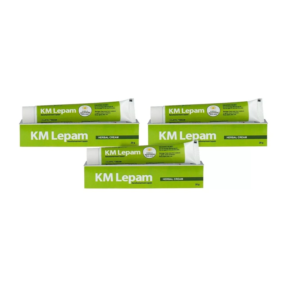 Kerala Ayurveda KM Lepam 20 gm Pack of 3 Herbal Paiin Balm 100% Ayurvedic