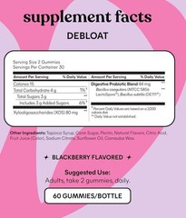 NEW! Lemme Debloat Digestive Support Gut Health Gummies : One Bottle 60 Count