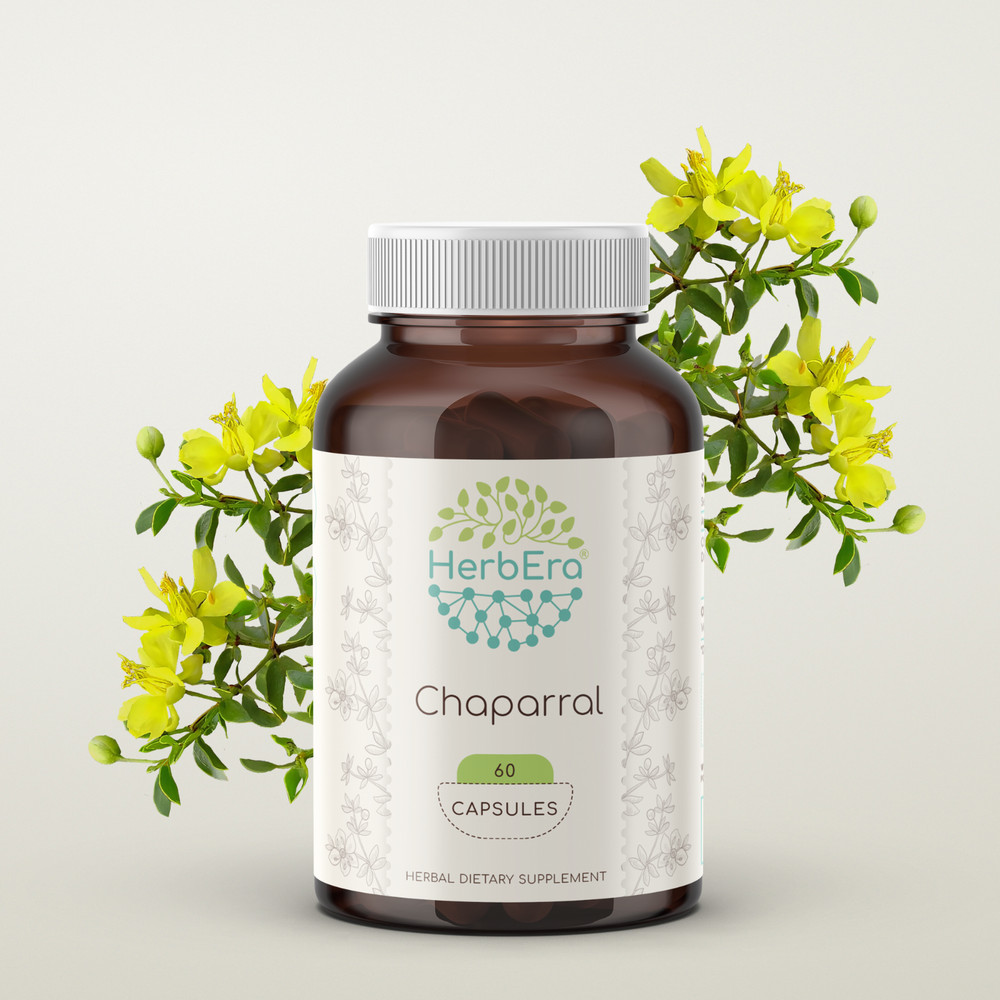 HerbEra Chaparral 60/120 Capsules, 500 mg, Organic (Larrea tridentata)