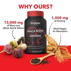 Maca + Ginseng Highest Potency Available 14,400mg Supports Desire Stamina – 60CT
