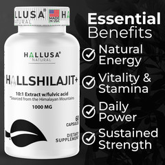 HALLSHILAJIT- Shilajit Extract – 85 Trace MInerals – Support Immune – 60 CAPS