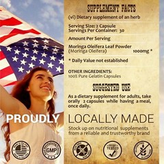 Moringa 100caps Extract Superfood for Skin, Hair, Brain, Wellness, Amino Acid