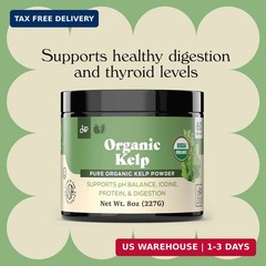 Organic Kelp Powder Supplement – Bulk Raw, Dry, Pure Sea Kelp Seaweed Powder 8oz