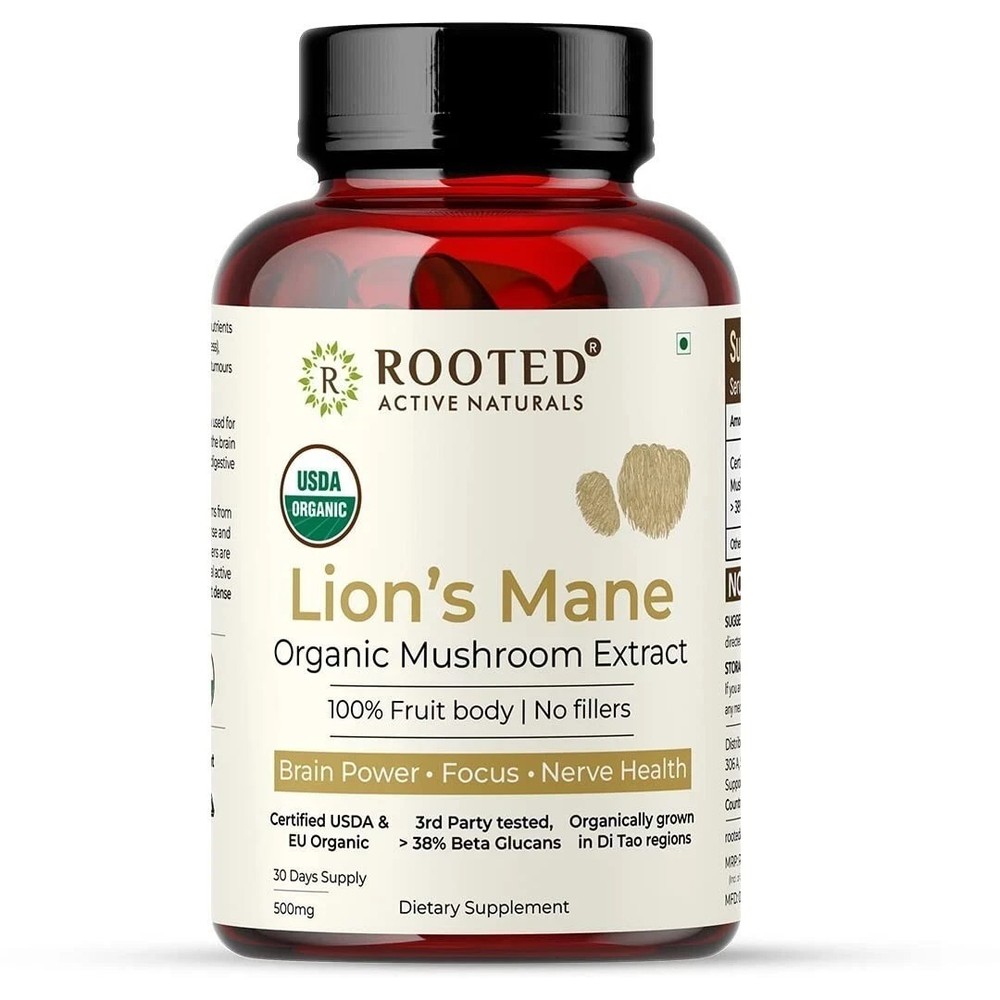 Lions Mane Mushroom Extract Capsules USDA Organic 60 Capsul c583