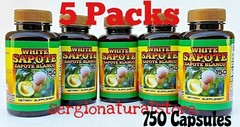 5 Bottles Zapote Blanco / White Zapote 750 Capsules (Casimiroa edulis)