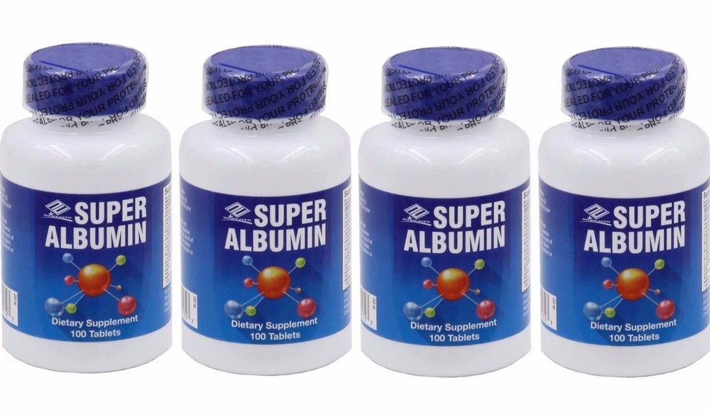 4 Bottles Super Albumin 500 mg 100 Tablets, FRESH, Make In USA, FREE US SHIPPING