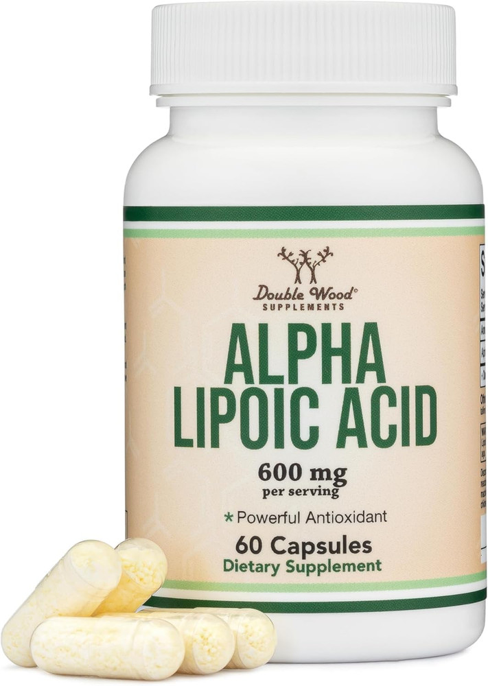 Alpha Lipoic Acid 600mg per Serving, 60 Capsules (Third Party Tested, Non-GMO, G