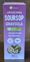 Liposomal Soursop Graviola 80ml, 10 Natural Organic Herbs 2 Packs, Exp 03/2027