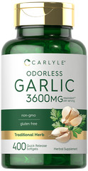 Odorless Garlic Pills 3600mg | 400 Softgels | Non GMO, Gluten Free | by Carlyle