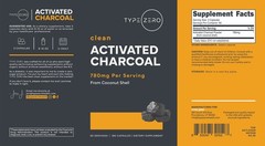 Type Zero Activated Charcoal Capsules (180 Count, 60 Servings) 780mg Per Serving