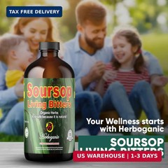 Herboganic Soursop Living Bitters for overall Health and Pack of 2 | 16 Oz