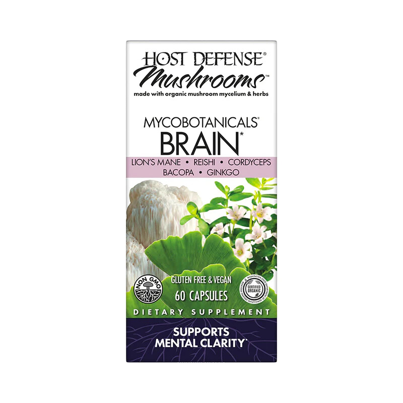 Host Defense Brain 60 ct – Brain, Memory, Focus, Lion’s Mane, Reishi, Cordyceps