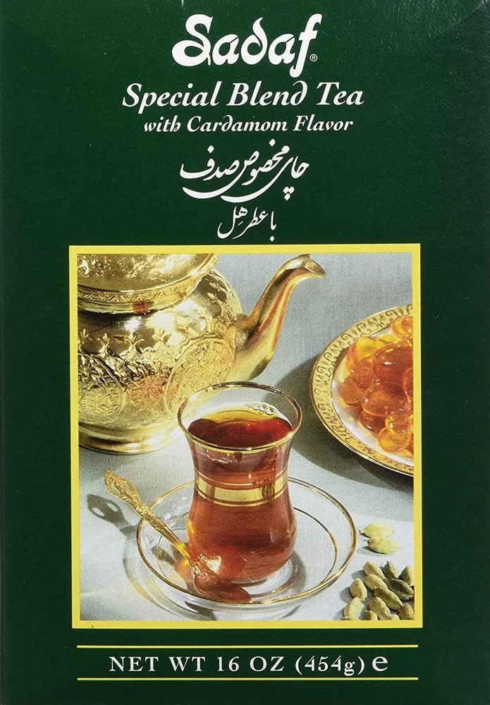 Sadaf Cardamom Tea Loose Leaf Box 16 oz – Special Blend Cardamom Ceylon Black.