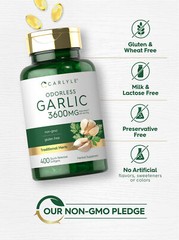 Odorless Garlic Pills 3600mg | 400 Softgels | Non GMO, Gluten Free | by Carlyle