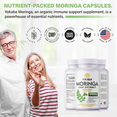 500 Capsules Moringa Oleifera Leaf Powder 5000mg – Organic Herbal Extract YOKABA