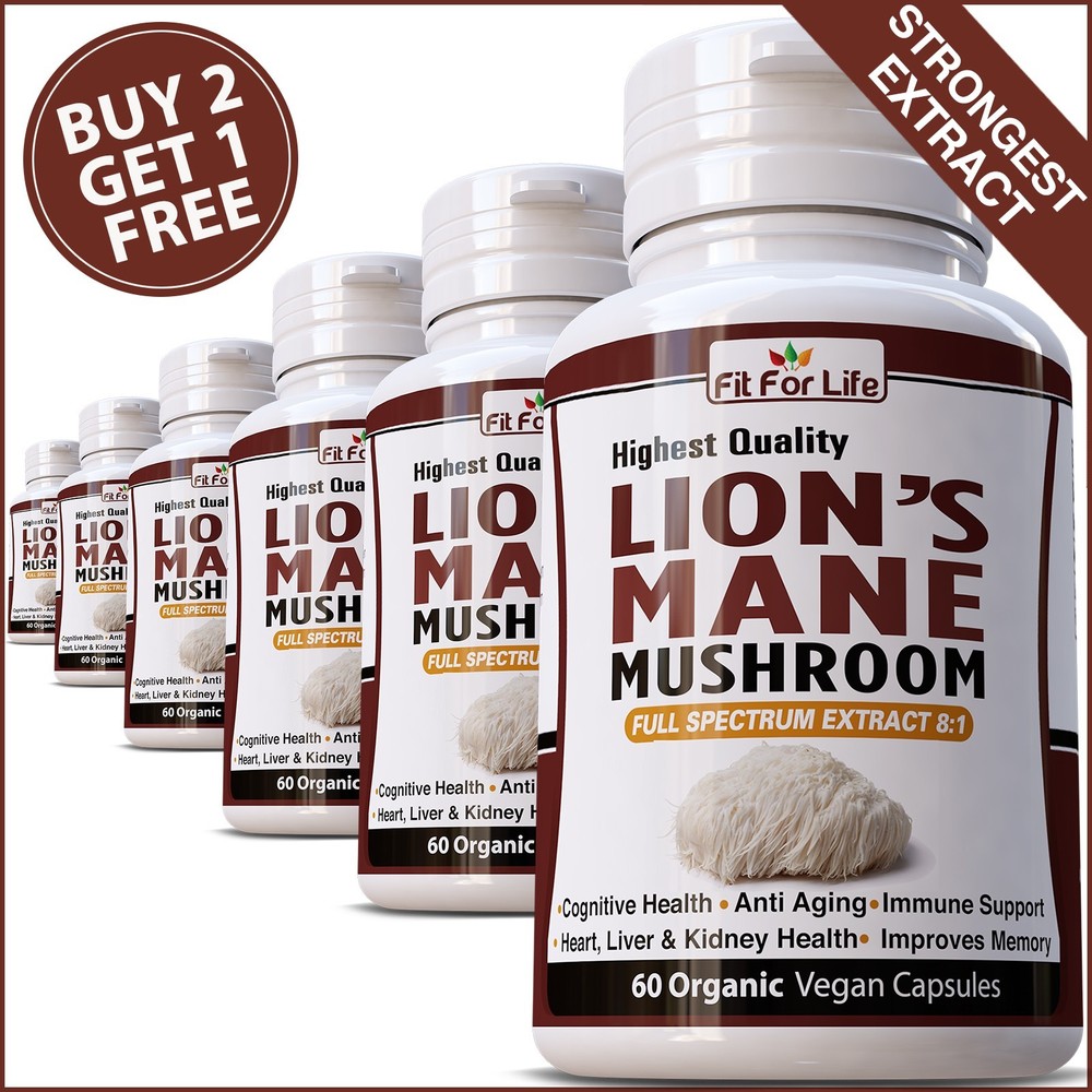 60 X PILLS LIONS MANE MUSHROOM EXTRACT ORGANIC BRAIN HEALTH MEMORY FOCUS RECALL