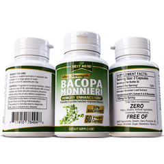BRAIN ENHANCER MEMORY FOCUS BACOPA MONNIERI EXTRACT BRAHMI ANXlETY PILLS 60 CAPS