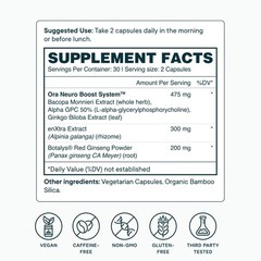 Ora Organic Brain Health Supplement for Focus, Mental Energy + Memory Panax…