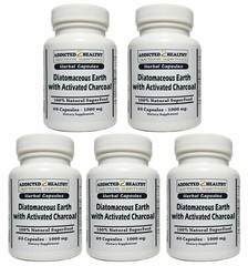 300 Diatomaceous Earth & Activated Charcoal Capsules 1000 mg – 60 Caps X 5 Pack