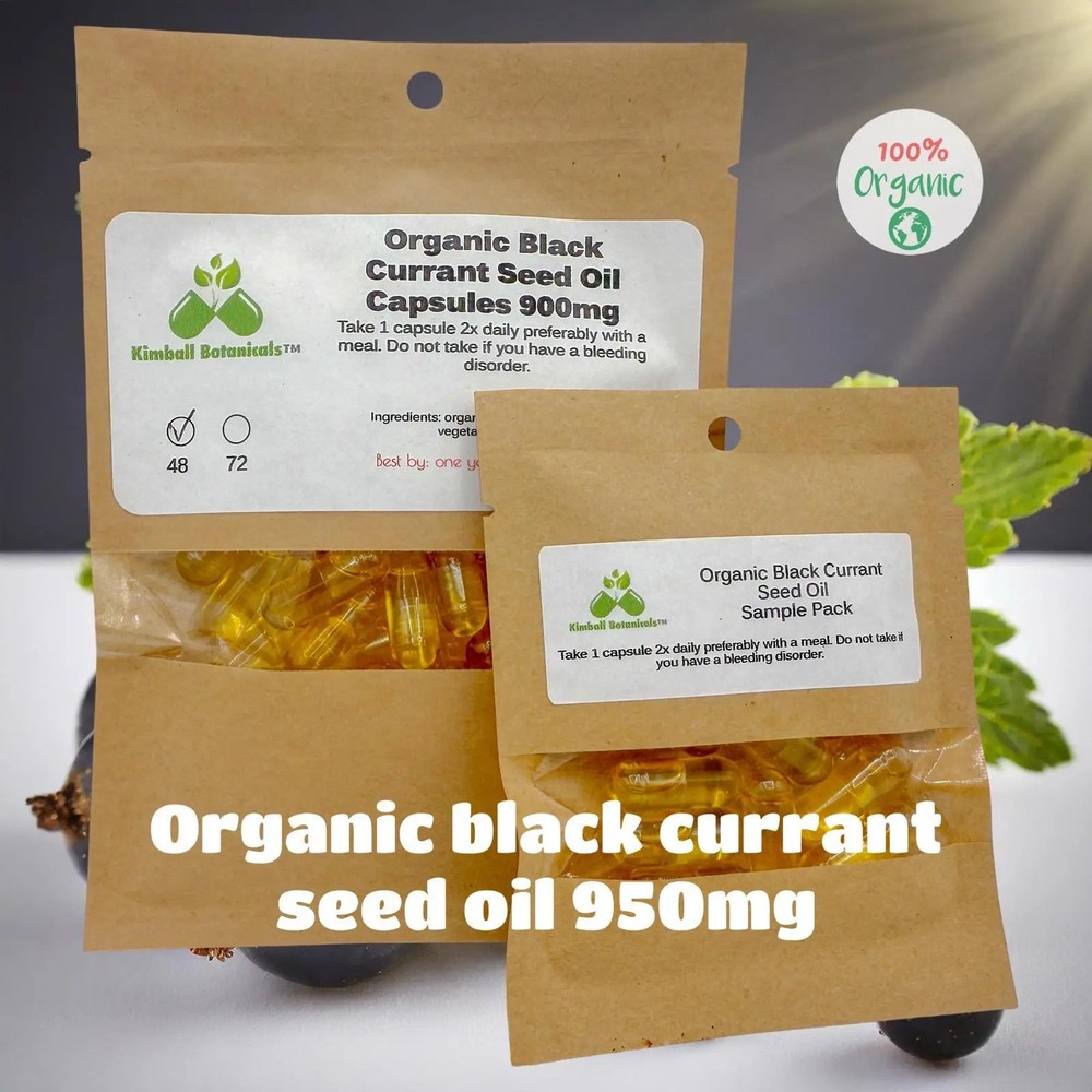 Organic Black Currant Seed Oil, 14% GLA, Omega Fatty Acids Capsules 950mg