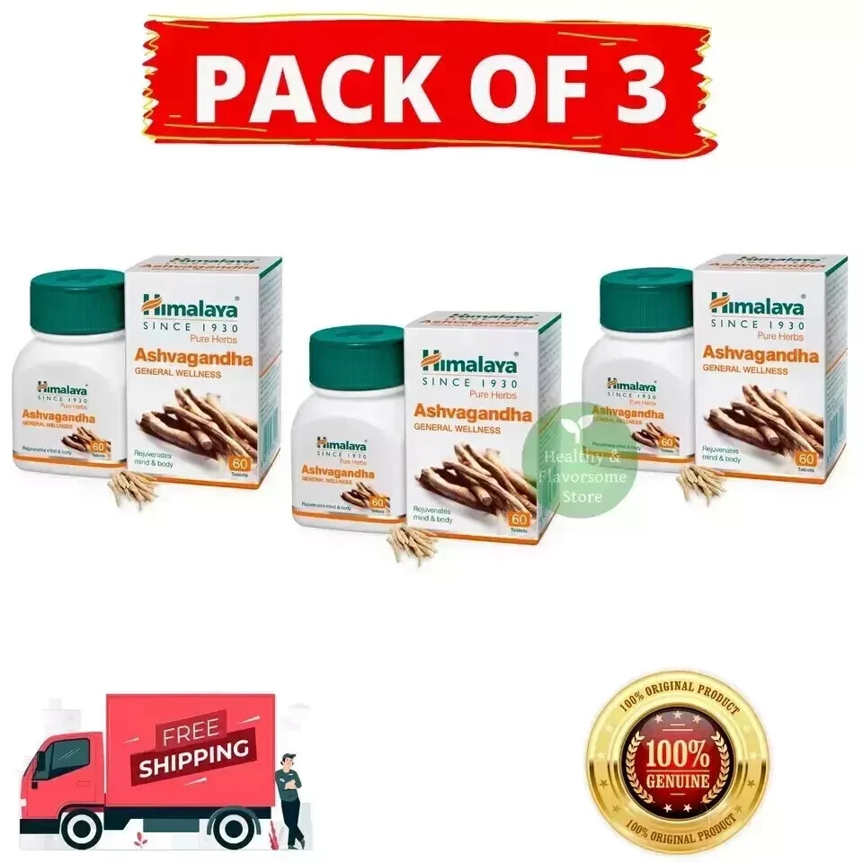 🌿 Himalaya Ashvagandha | Pack of 3 | 60 Tablets Each |Expiry 02/2027