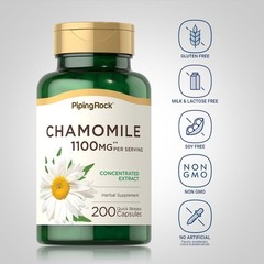 Chamomile Capsules | 1100mg | 200 Pills | Plant Extract | by Piping Rock