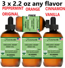 USDA Organic Hemp Oil: Stress,Pain,Sleep,Anxiety,Relax / 4.2 oz, 6.6oz, 12.6oz