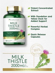 Milk Thistle 2000mg | 180 Capsules | with Dandelion & Yellow Dock | by Carlyle