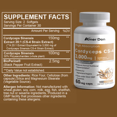 Cordyceps Sinensis 3000mg – Heart & Respiratory Health, Energy & immune Support