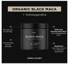 Organic Black Maca Root with Ashwagandha -Highest Potency 40,000mg 40x Strength