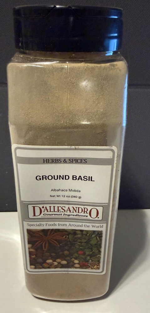 D’allesandro Dried Basil 12oz Container — Bulk Spice, Restaurant Quality