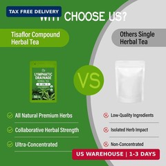 TisaFlor Cleavers Herb Lymphatic Drainage Tea Bags, 50Count -Caffeine Free | for