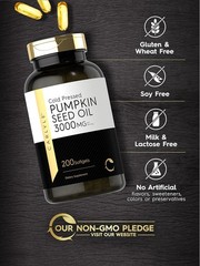Carlyle Pumpkin Seed Oil Capsules | 3000mg | 200 Softgels | Essential Fatty Acid