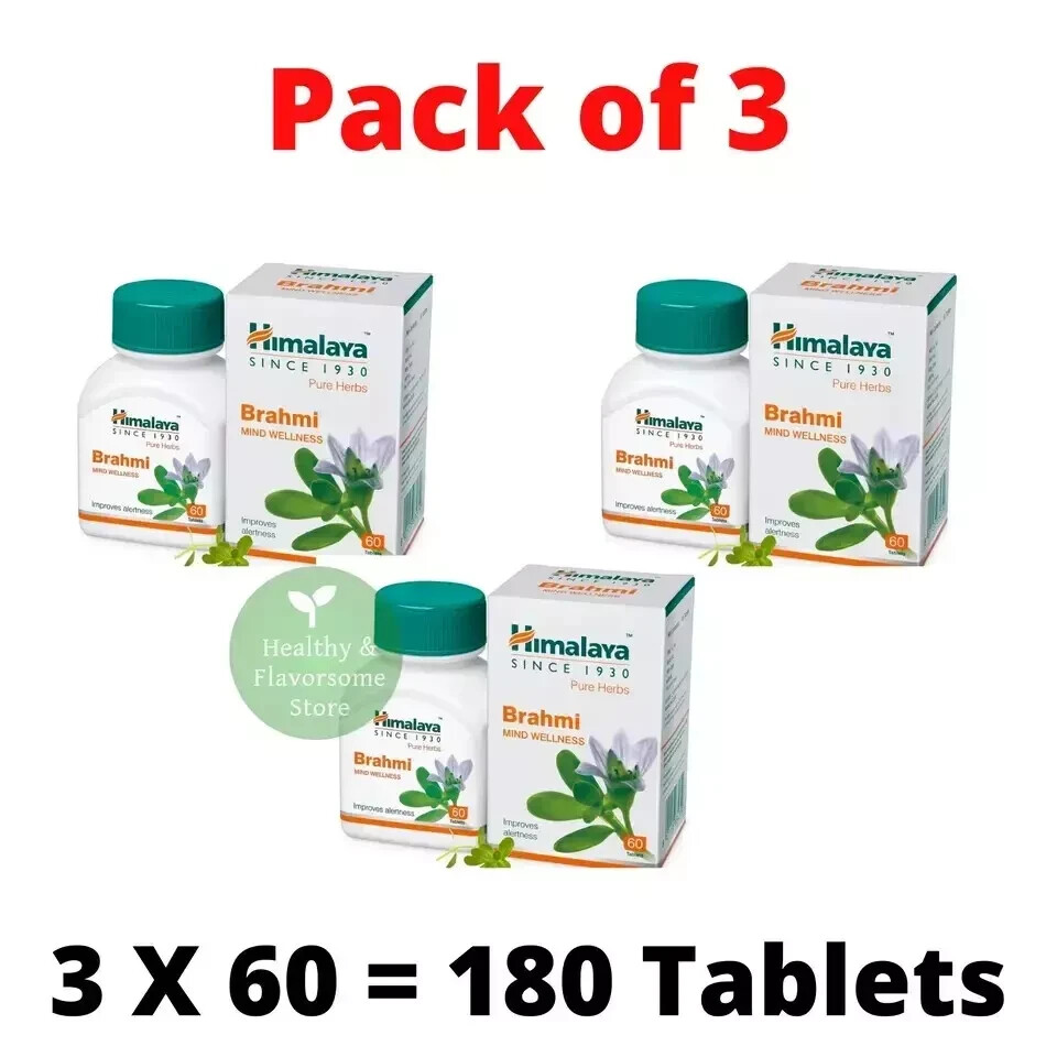 Himalaya Brahmi 60 Tablets (Pack of 3) – Natural Brain Support – Exp. 03/2027