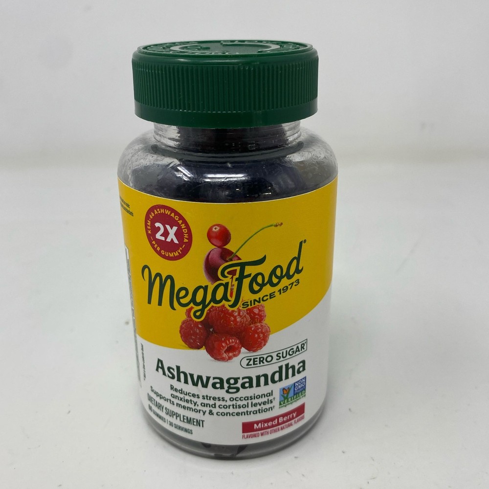 MegaFood Ashwagandha Gummies Zero Sugar Mixed Berry 60ct