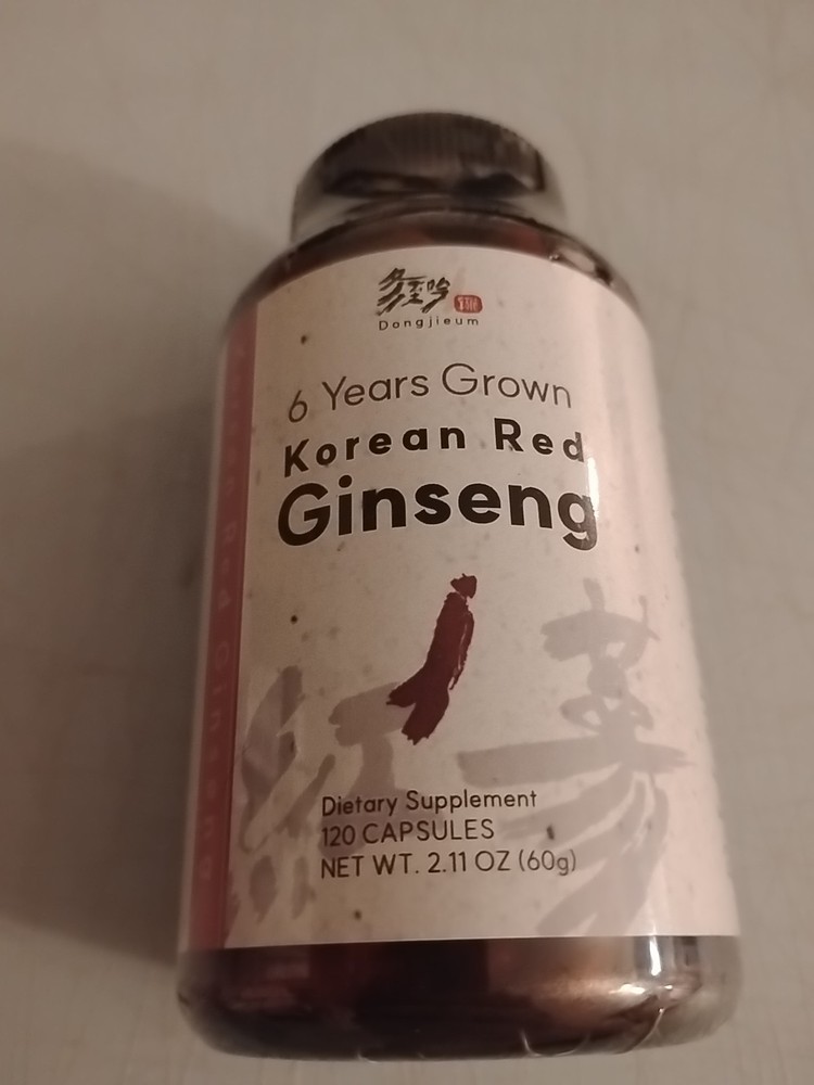 Dongjieum Korean Red Ginseng 6 Yr Root Enhanced Ginsenoside 120 Vegan Capsules