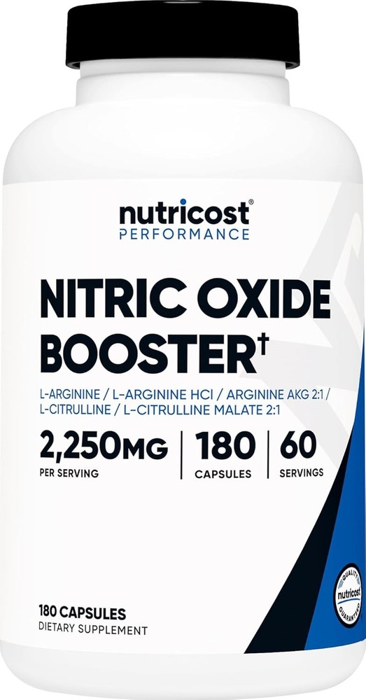Nutricost Nitric Oxide Booster 2250mg, 180 Capsules – 750mg